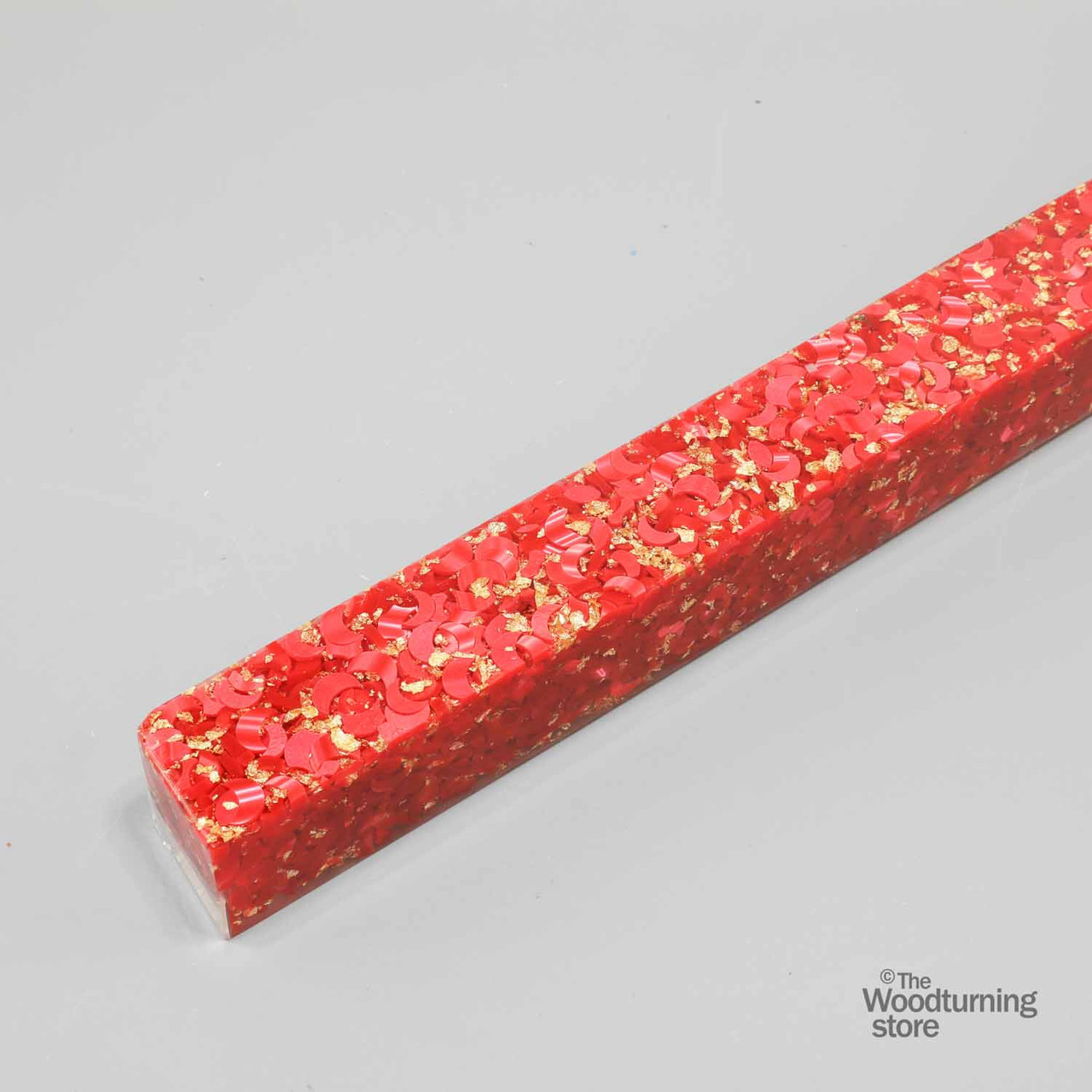 Legacy, Premium Resin Project Blank, Red with Gold Flakes, 1  1/2" x 1  1/2" x 19" Long