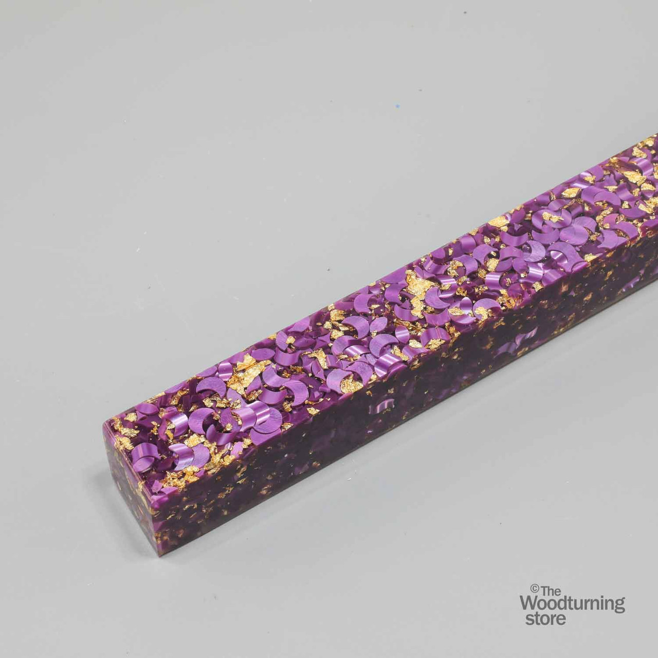 Legacy, Premium Resin Project Blank, Purple with Gold Flakes, 1  1/2" x 1  1/2" x 19" Long