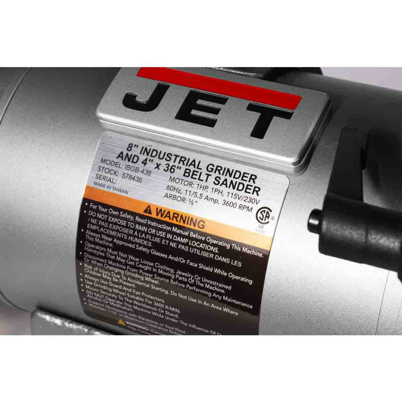 JET, JT9-578436 IBGB-436 Combination 8" Industrial Grinder with 4"x 36" Belt Sander