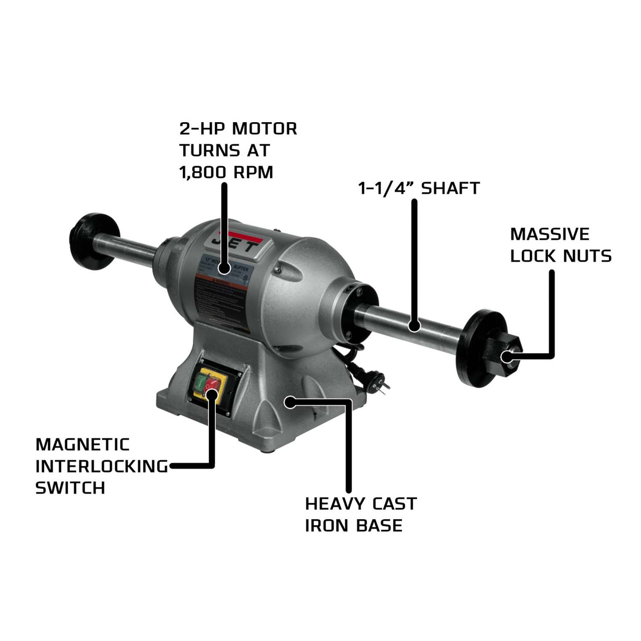 JET, JT9-578412 JET 12 in Single Speed Industrial Buffer