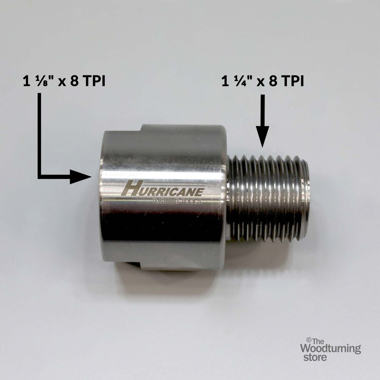 Hurricane, Headstock Spindle Adapter, Converts 1 1/8" x 8 TPI Spindle to 1 1/4" x 8 TPI, B STOCK