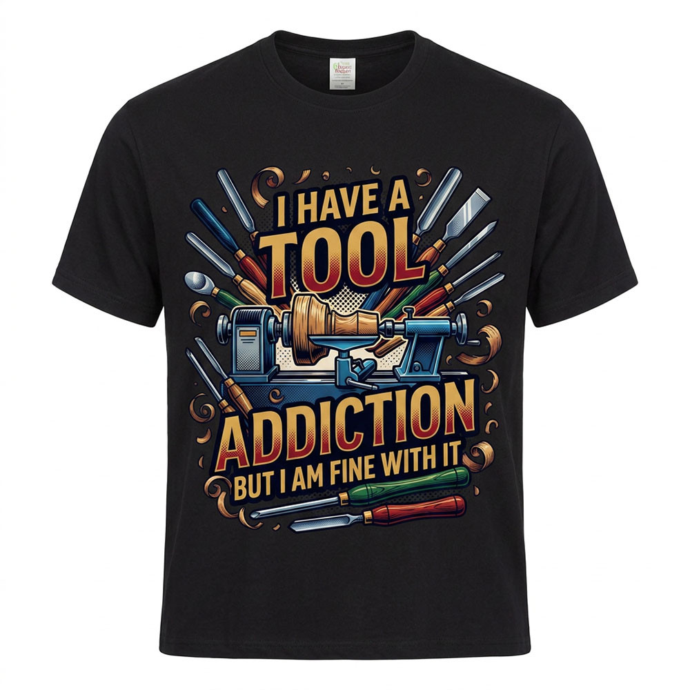 "I Have A Tool Addiction" Men's Unisex Classic Fit Black T-Shirt, Choose Your Size