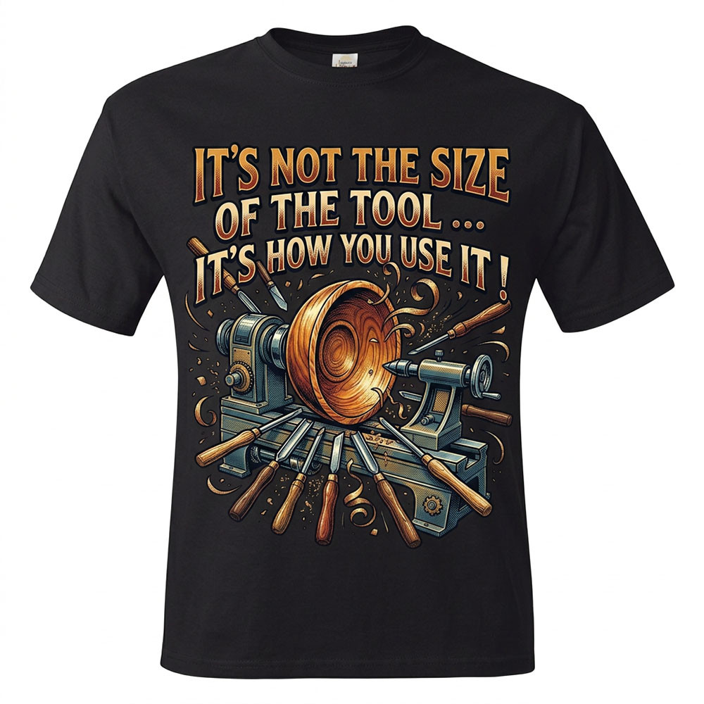 "It's Not The Size Of The Tool" Men's Unisex Classic Fit Black T-Shirt, Choose Your Size