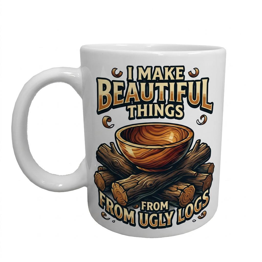 "I Make Beautiful Things From Ugly Logs" 11 Ounce Ceramic Coffee Mug