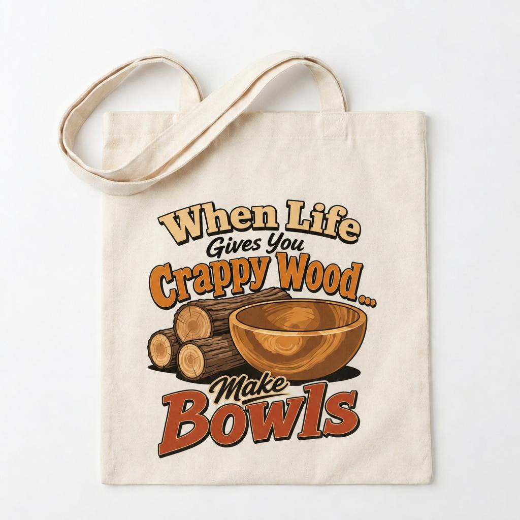"When Life Give You Crappy Wood, Make Bowls" Canvas Tote Bag