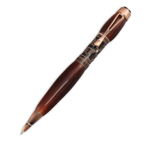 Horse Theme Fountain Pen Kit - Antique Bronze Finish, Woodturning Project For Equestrian Enthusiasts