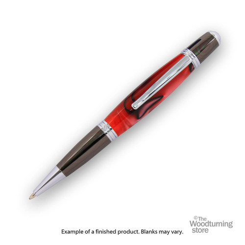 Legacy, Finished Pen Blank for Viceroy Pen Kits, Carmine Red with Black Lines