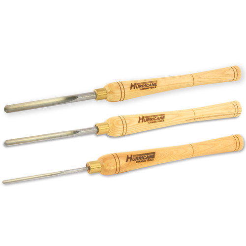 Hurricane, HSS, 3 Piece Spindle Gouge Tool Set (1/2", 1/4", and 3/8" Flute)