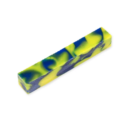 Legacy, Acrylic Pen Blank, Lemon Yellow with Blue, Single Blank