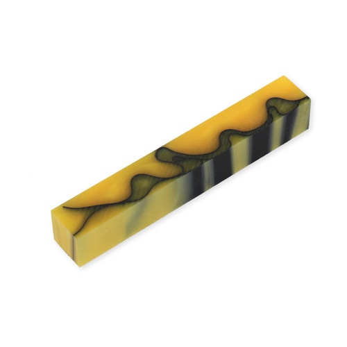 Legacy, Acrylic Pen Blank, Canary Yellow Pearl with Black Lines, Single Blank