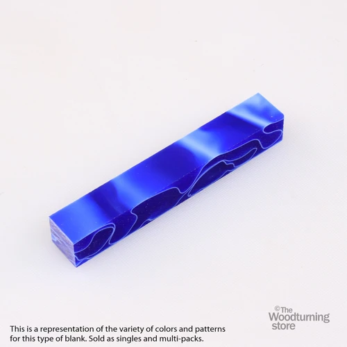 Legacy, Acrylic Pen Blank, Ultramarine Blue with White Lines, Single Blank