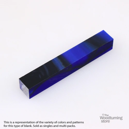 Legacy, Acrylic Pen Blank, Sapphire Blue with Black Lines, Single Blank