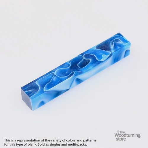 Legacy, Acrylic Pen Blank, Ocean Blue Pearl with White Lines, Single Blank