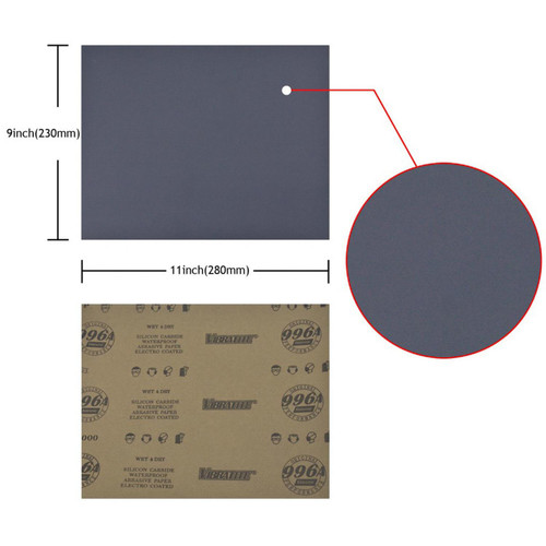 Hurricane Micro SC, 9" x 11" Waterproof Sandpaper, 60-10000 Grit, Single Sheet