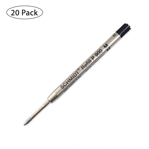 Schmidt, P900, Parker Style Pen Refill, Medium,  Black, 20 Pack