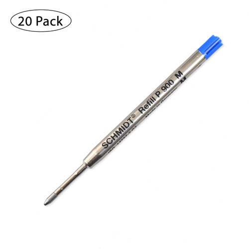 Schmidt, P900, Parker Style Pen Refill, Medium, Blue, 20 Pack