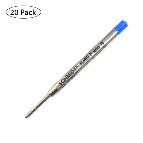 Schmidt, P900, Parker Style Pen Refill, Broad, Blue, 20 Pack