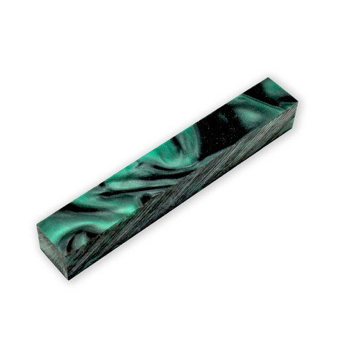 Legacy Acrylic Pen Blank, Forest Green Pearl and Black Swirl
