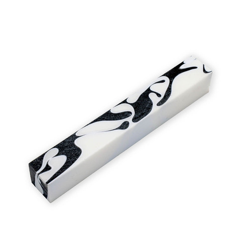 Legacy Acrylic Pen Blank, White and Black Swirl