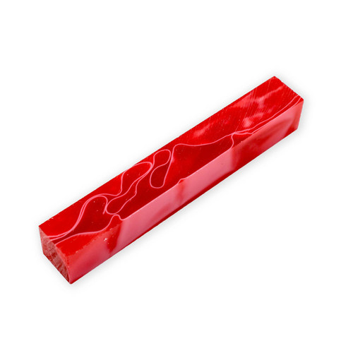 Legacy Acrylic Pen Blank, Raspberry Red with White Lines - The