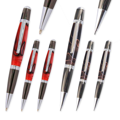 Legacy, Viceroy Pen and Pencil Kit Combo Set, Chrome and Gun Metal, 6 Pack