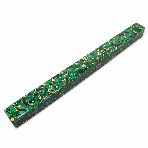 Legacy, Premium Resin Project Blank, Green with Gold Flakes, 1  1/2" x 1  1/2" x 19" Long