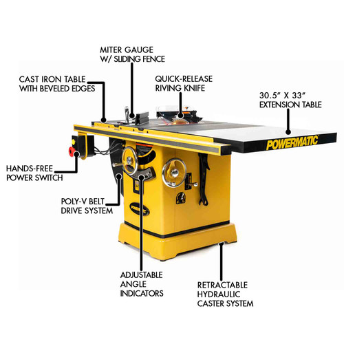 Powermatic, PM1-PM25130KT, PM2000T 10" Table Saw with ArmorGlide, 5HP 1PH 230V, 30" RIP