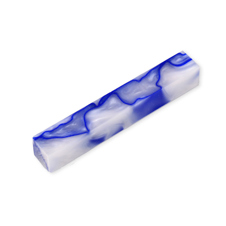 Legacy Acrylic Pen Blank, Royal Blue and Black Swirl with White Lines