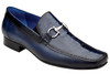  Belvedere Navy Ostrich Skin Metal Bit Loafer Bruno 