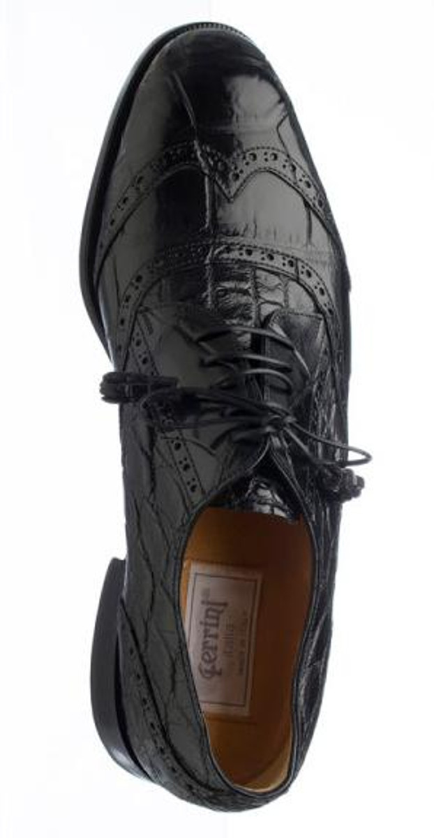 belly alligator leather shoes men black italian wingtip by ferrini 3673133 57041.1693753903