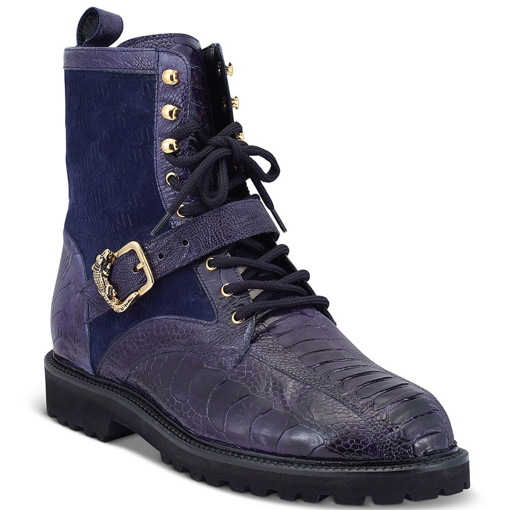 Mauri Mens Blue Ostrich Skin Combat 