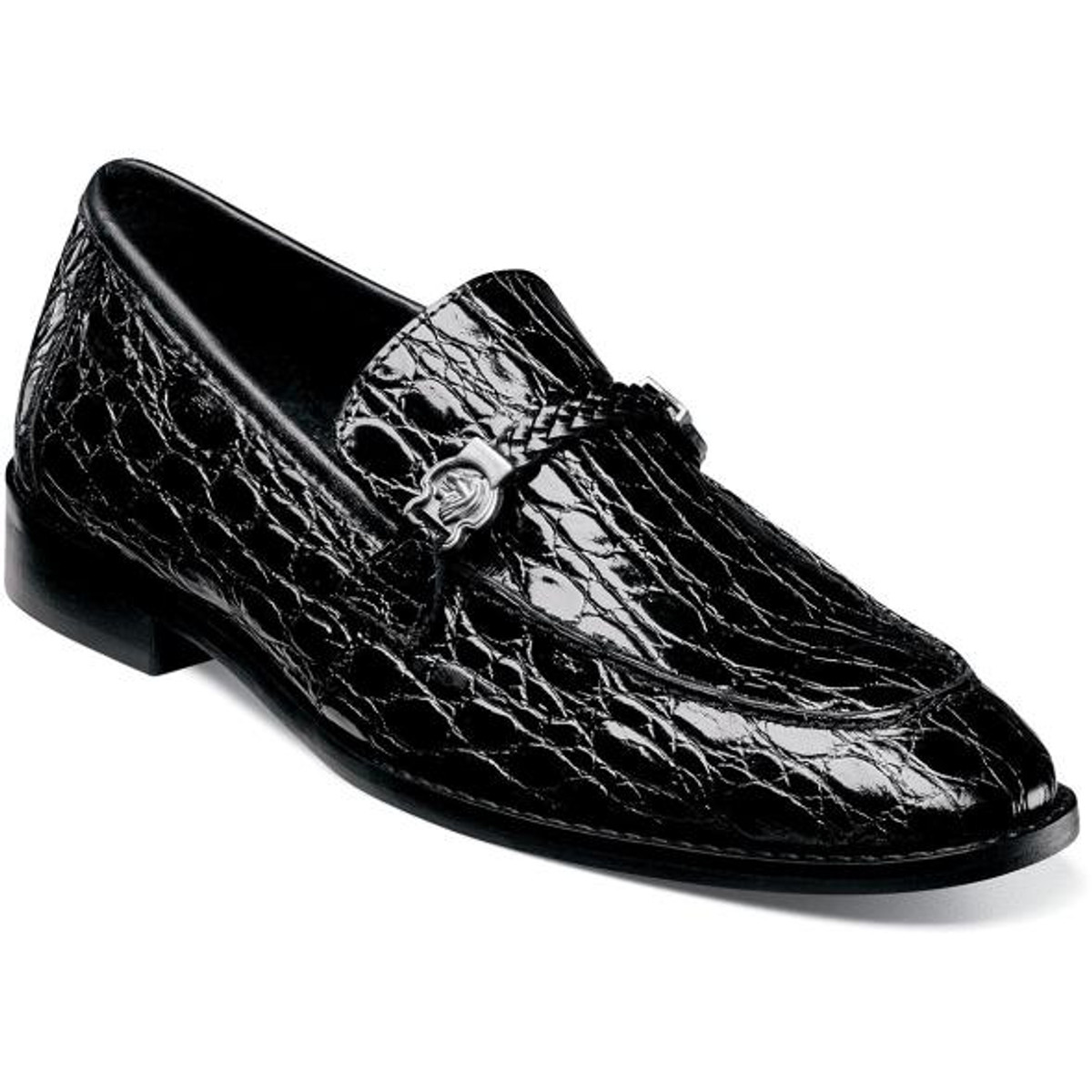 black crocodile loafers