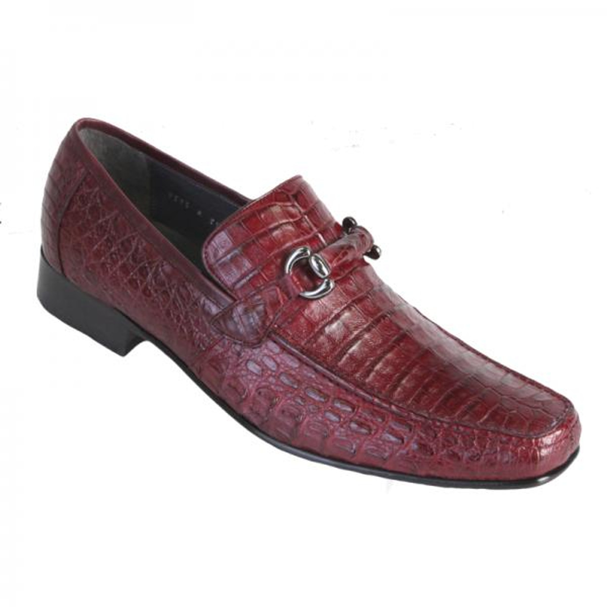 Los Altos Burgundy Crocodile Metal Bit Loafers ZV108206