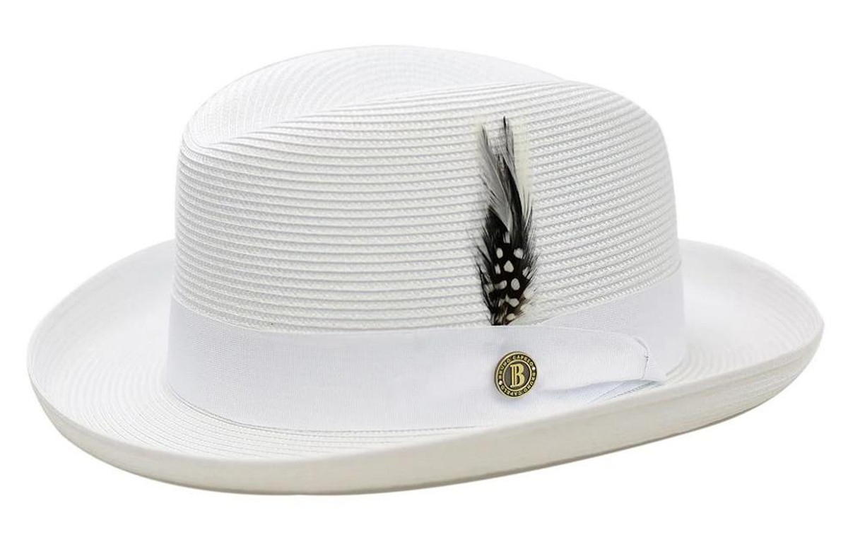  Bruno Capelo Men's All White Straw Godfather Hat GF-201 