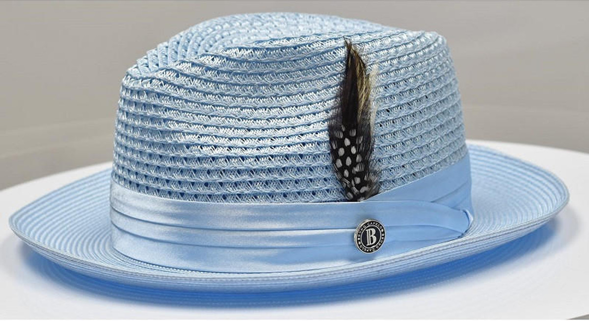 Bruno Capelo Mens Summer Fedora Hats Light Blue JU-910