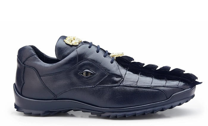 Belvedere Blue Hornback Crocodile Sneaker Vasco 336122 display picture 3