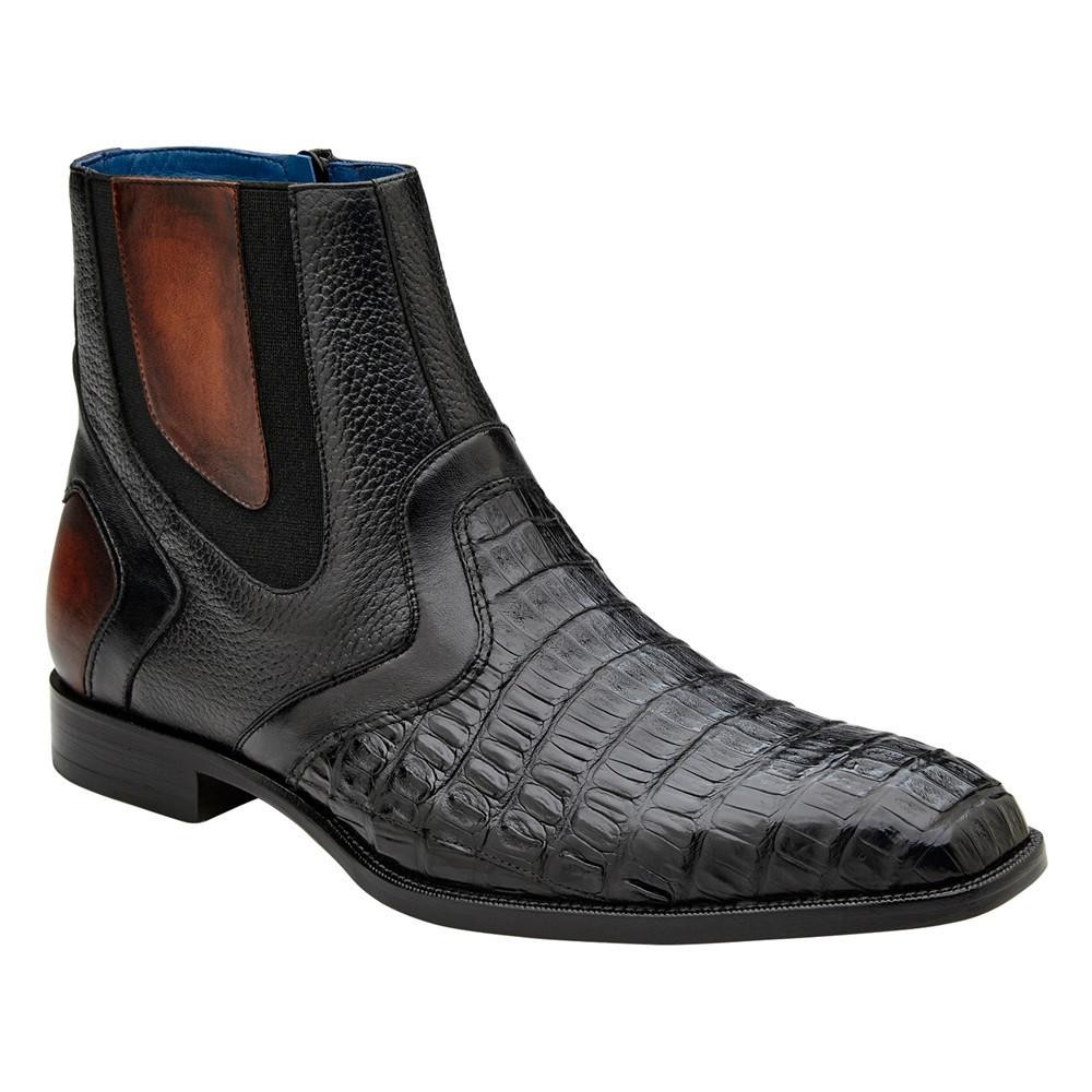 Belvedere Men's Black Crocodile Chelsea Boots Monte