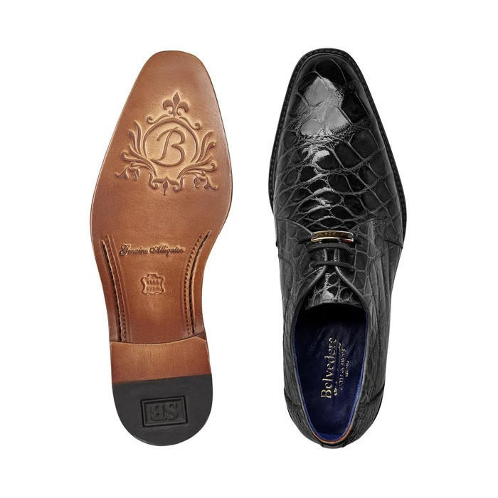 Belvedere Alligator Shoes Black Men Hand Made Amato display picture 1