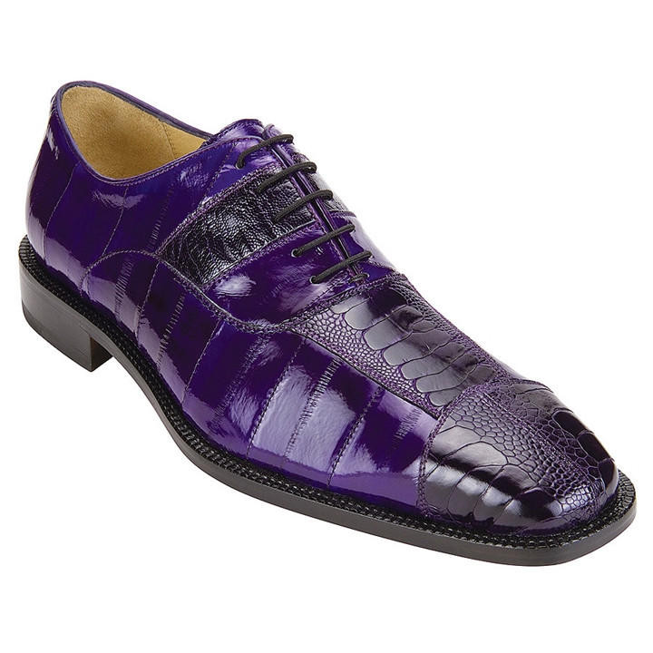 Belvedere Shoes Purple Eel Ostrich Skin Oxford Mare 2P7 display picture 1