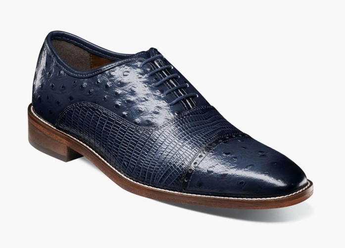 Stacy Adams Men’s Dress Shoes 12M, Blue Leather, Ostrich Print, Oxfords Rare VTG Stacy Adams Men main image 4