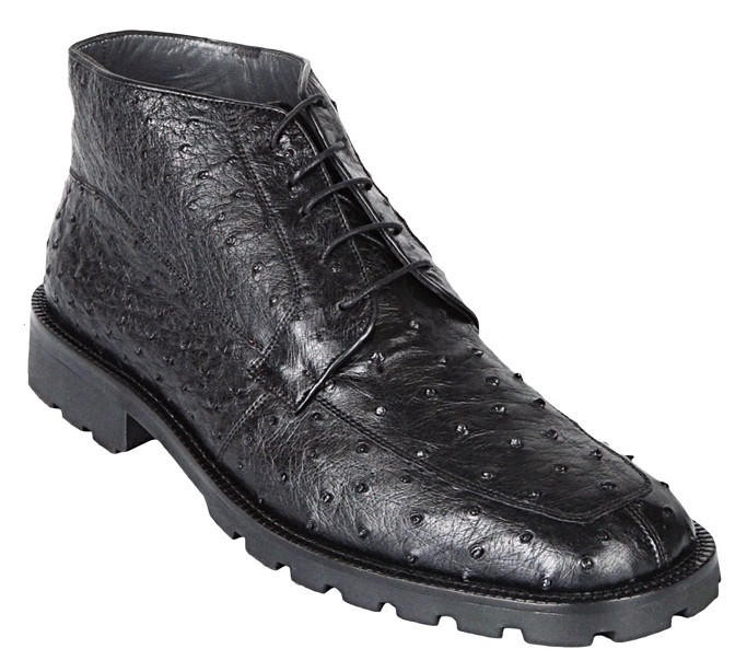 Los Altos Mens Black Ostrich Chukka Boot ZA2060305