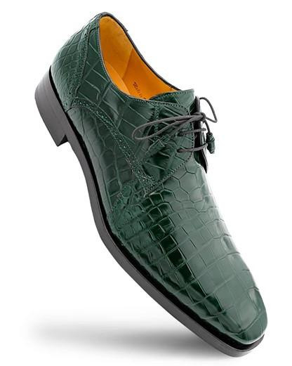 Mezlan Men's Green Alligator Skin Oxford Lace Up Shoes Dandy