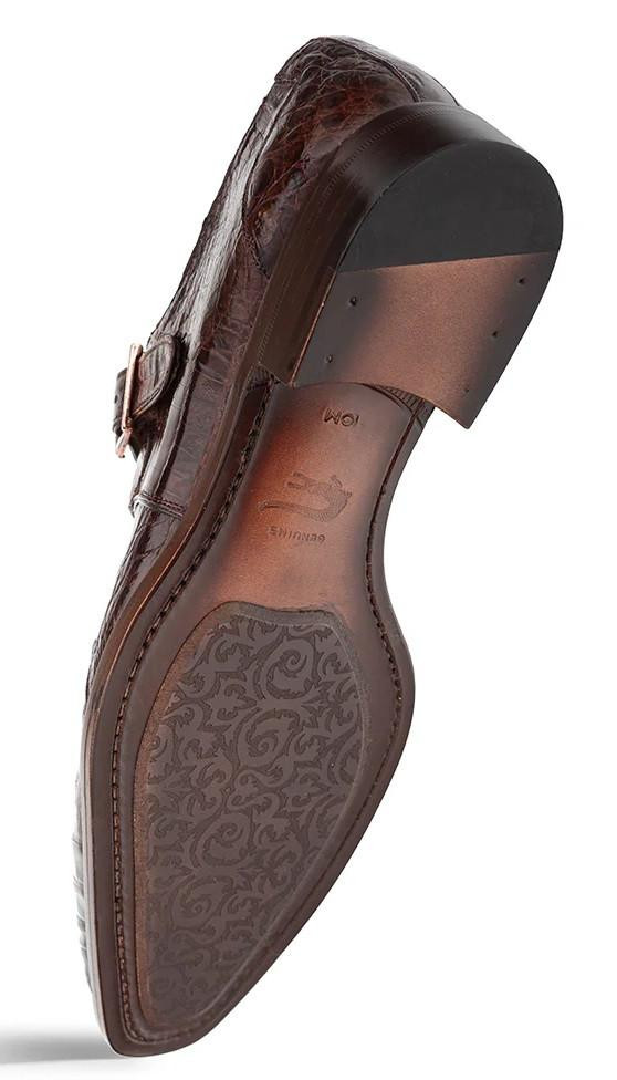 Mezlan Sport Brown Crocodile Plain Toe Dress Shoes 14527-F