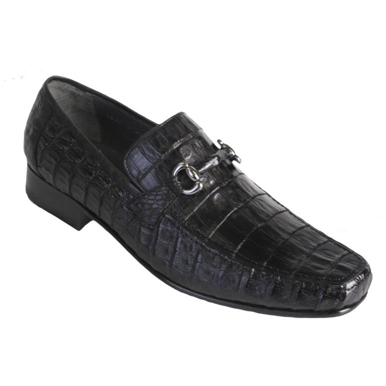 Los Altos Black Crocodile Metal Bit Loafers ZV108205