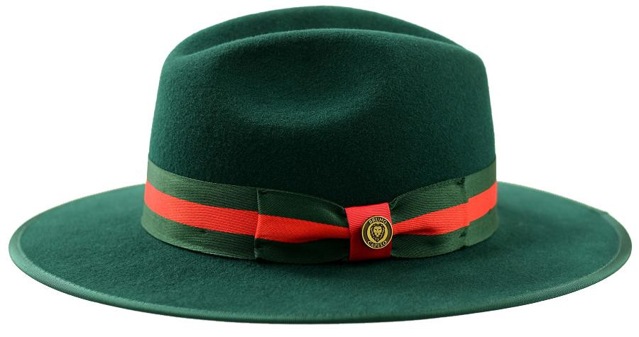 Bruno Capelo Green Wide Brim Fedora Hat Designer Wesley WE-970