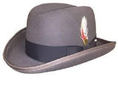 Capas Mens Gray Godfather Hat Homburg Wool Felt