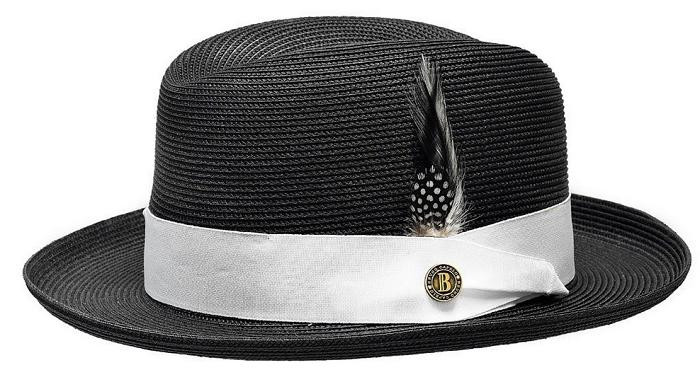 Bruno Capelo Men's Black White Straw Godfather Hat GF-208