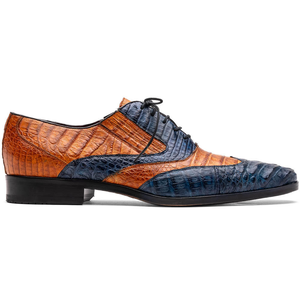 orange and blue dress shoes Paul Parkman Norwegian Welted Wingtip Men's Dress Shoes Blue & Camel (ID#8505-BLC) EU 43