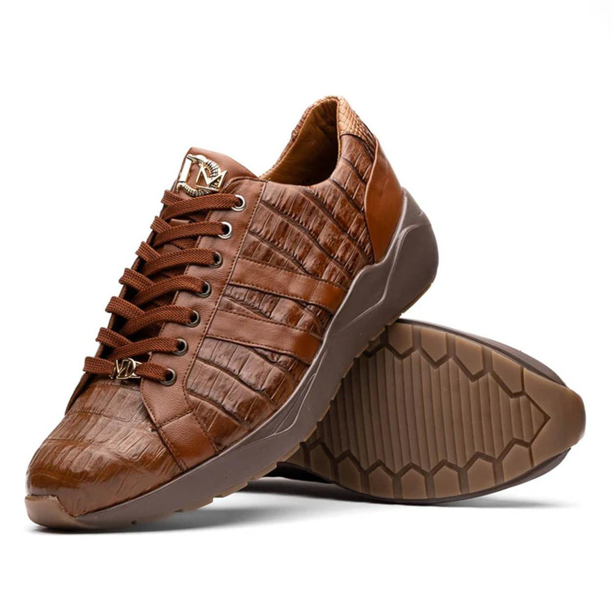 Marco Di Milano Crocodile Tennis Shoes Whiskey Brown Nino