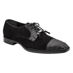 Belvedere Capitano Men's Black Caiman Suede Cap Toe Capitano Belvedere Capitano Men's Black Caiman Suede Cap Toe Capitano